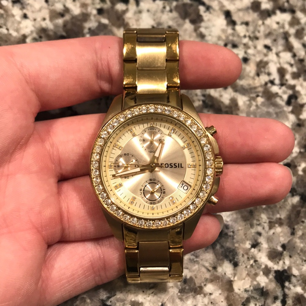 Gold Fossil Watch